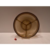 Veropa France Servierschale Aus Rauchglas/Kabarettschale 3 Fächer 18, 5cm Durchm. Anbietschale 70Er Op Art Vintage Retro von CreativeMacroArt