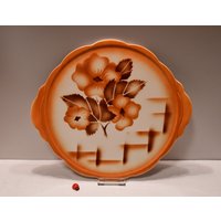 Vintage Tortenplatte 7446-32/30x34cm Keramik Spritzdekor Blumen 50Er 60Er Mid Century West German Pottery Retro von CreativeMacroArt