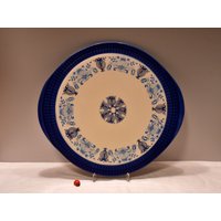 Vintage Tortenplatte Von Herbolzheim 191-30/Keramik Zwiebelmuster Servierplatte 70Er Jahre West German Pottery Retro von CreativeMacroArt