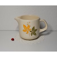 Wächtersbach Milchkrug Aus Keramik/Blattdekor Kännchen 10, 5cm Hoch 70Er West German Pottery Vintage Geschirr Tischdeko von CreativeMacroArt
