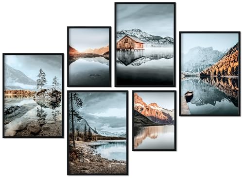 CreativeRobin » Berge & Seen « Premium Poster-Set als Wohnzimmer Deko | 4x A3 + 2x A4 Wandbilder Collage von CreativeRobin