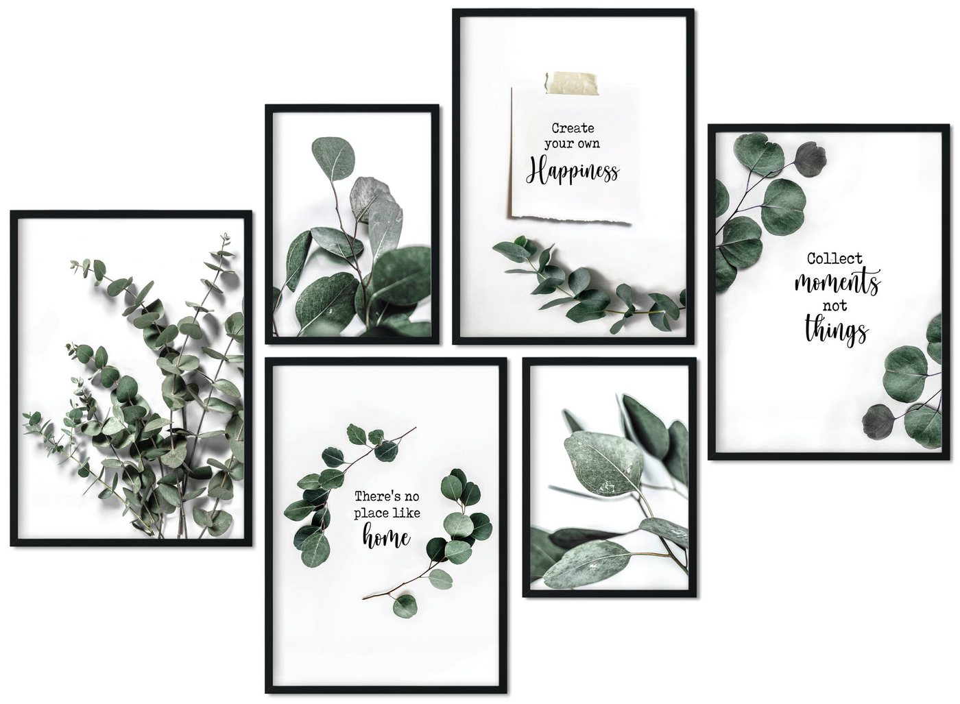 CreativeRobin Bilder-Collage » Eukalyptus & Monstera Pflanzen « Poster-Set als Wohnzimmer Deko, Eukalyptus & Monstera Pflanzen von CreativeRobin