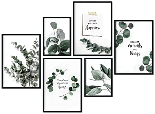 CreativeRobin » Eukalyptus & Monstera Pflanzen « Premium Poster-Set als Wohnzimmer Deko | 4x A3 + 2x A4 Wandbilder Collage von CreativeRobin