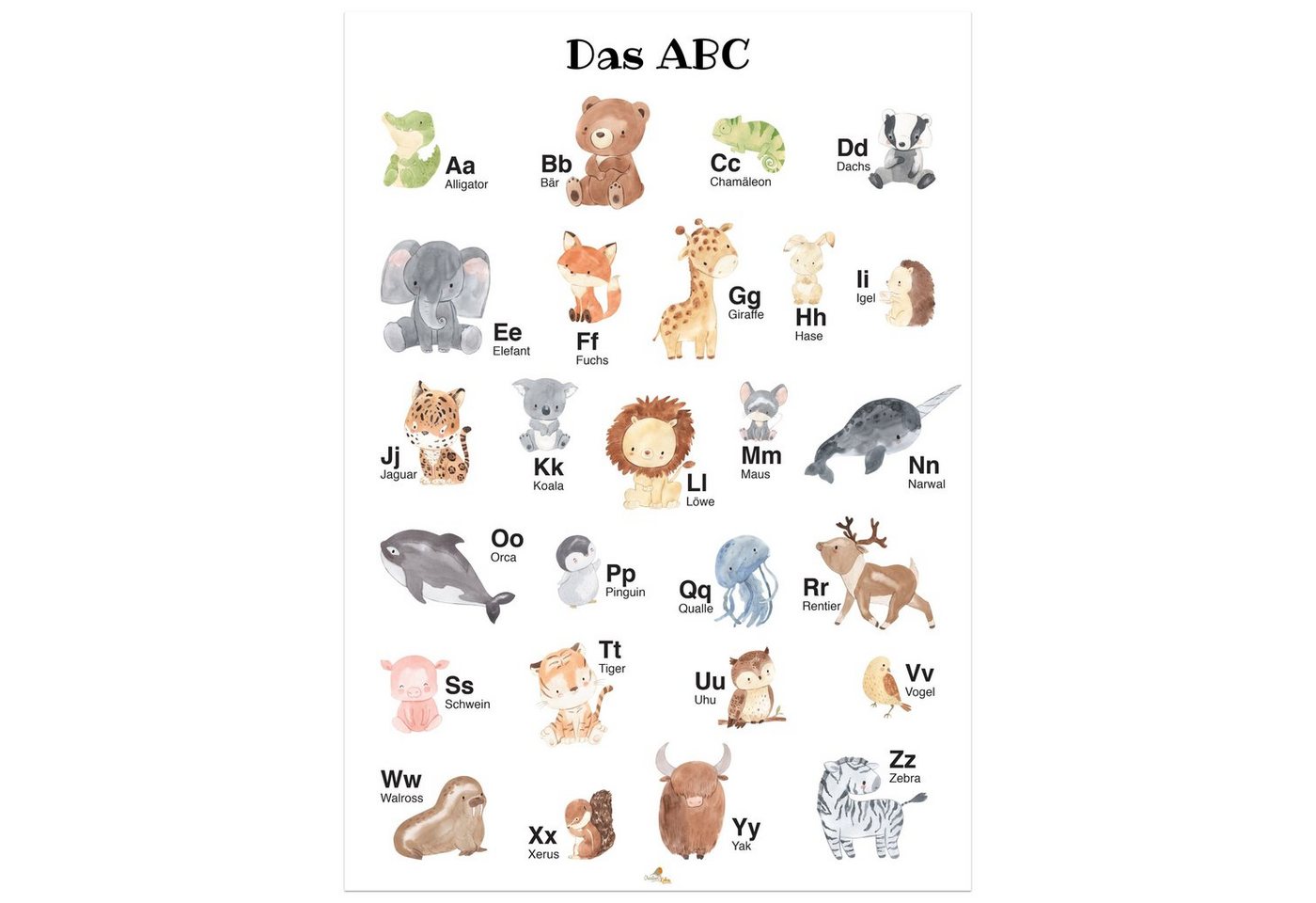 CreativeRobin Poster Alphabet Poster mit Tier ABC als Babyzimmer Deko, A3 Größe von CreativeRobin