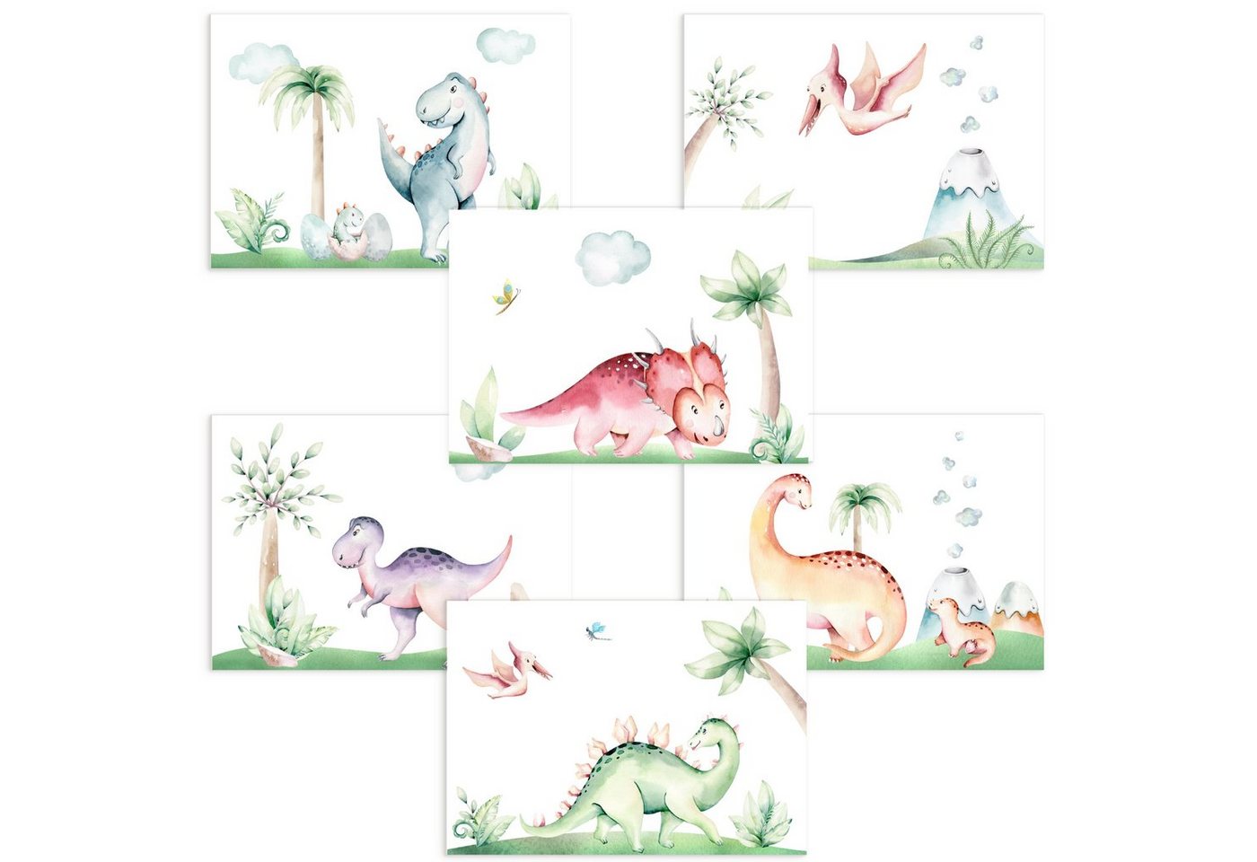 CreativeRobin Poster Baby Tier-Poster-Set fürs Kinderzimmer I Schöne Babyzimmer Deko, Dinos von CreativeRobin