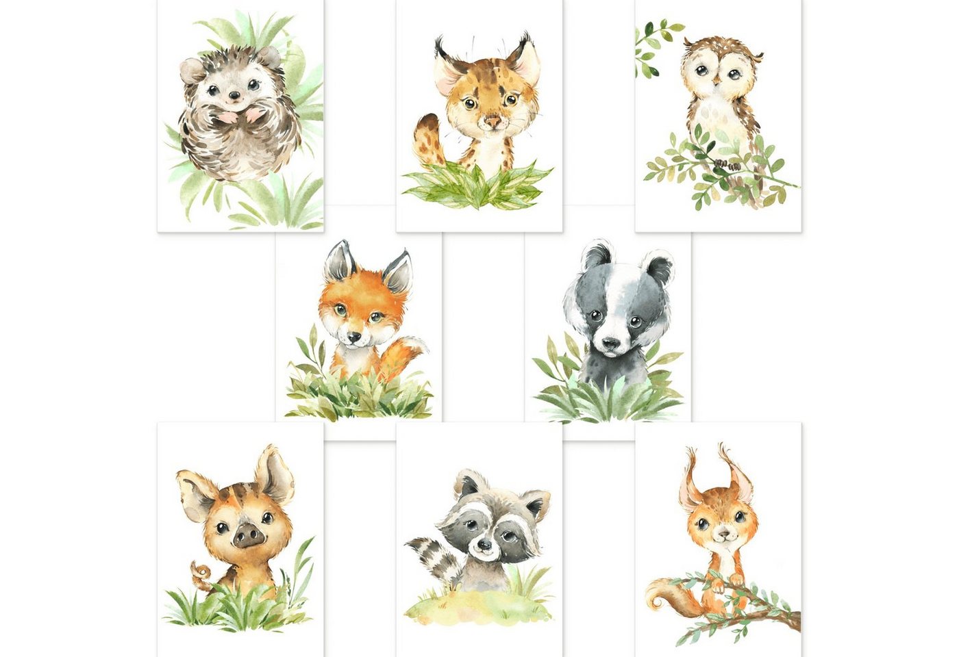 CreativeRobin Poster Schönes Kinderzimmer Tiere-Poster-Set, Tiere des Waldes von CreativeRobin