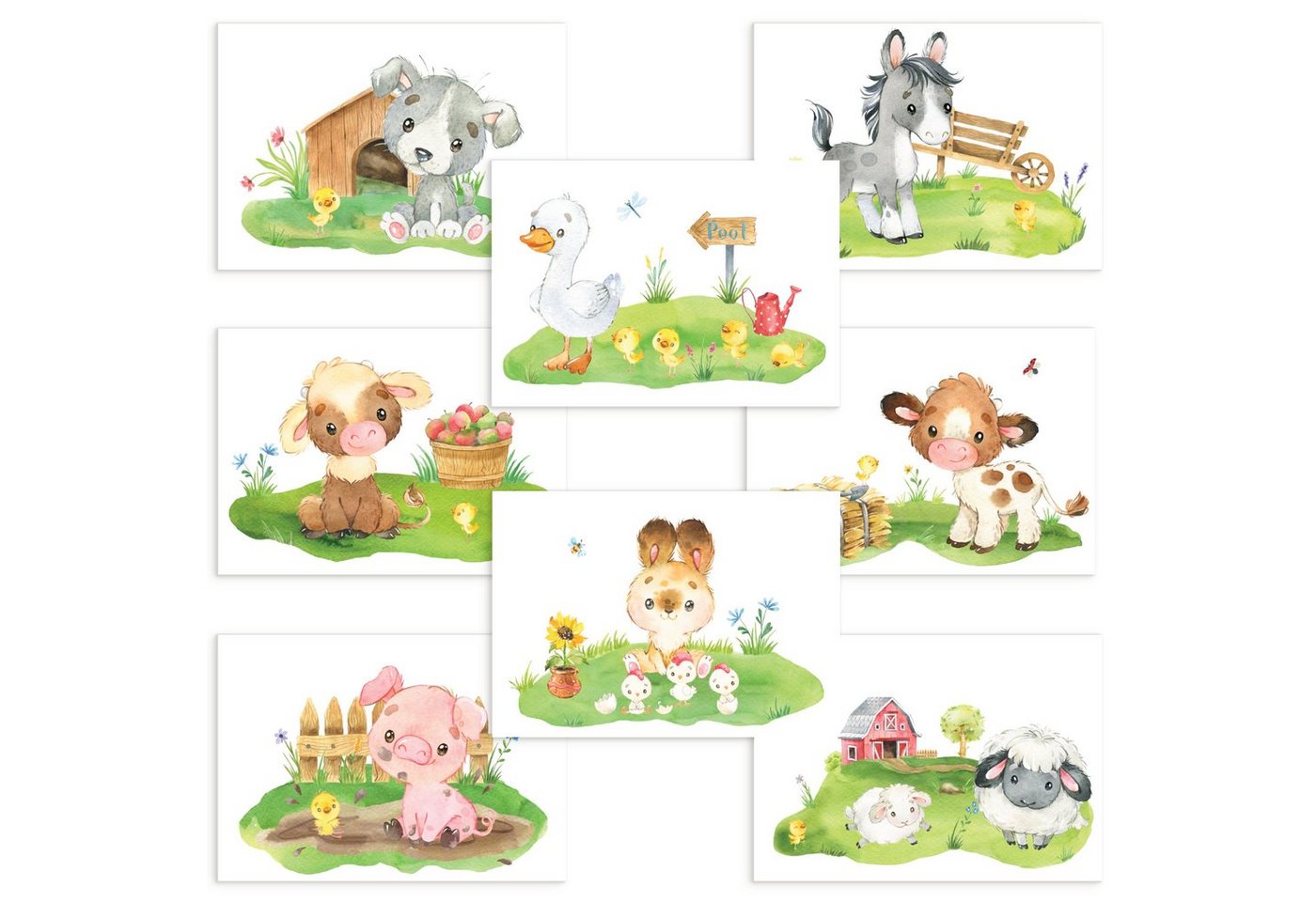 CreativeRobin Poster Schönes Tier-Poster-Set fürs Babyzimmer als Wanddeko, Farmtiere von CreativeRobin