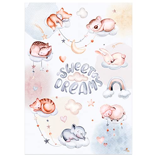CreativeRobin Süße Träume Poster fürs Kinderzimmer | süße Tiermotive | DIN A3 von CreativeRobin