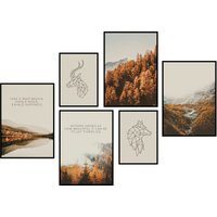 Creativerobin Poster Set Als Wohnzimmer Deko | 4x A3 + 2x A4 Wandbilder Collage Ohne Rahmen » Herbst « von CreativeRobins