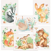 Mutter & Baby Waldtier Poster-Set Fürs Kinderzimmer I Babyzimmer Deko Ohne Rahmen Creativerobin von CreativeRobins