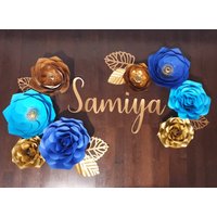 Papierblumen Set Mit Namen | Wanddeko Wandblumen Kinderzimmerdeko Mädchenzimmer von CreativentDecoration