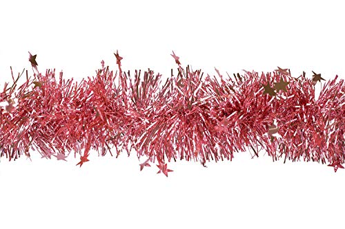 Creativery Weihnachtsgirlande Lametta mit Sternen 8cm x 3 Meter Lamettagirlande Baumgirlande Christbaumdeko, Farbauswahl:Altrosa 158 von Creativery