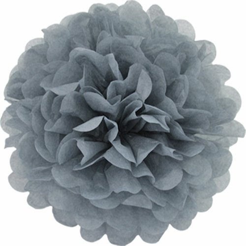 Creativery 1 Papier Pompon 20cm (hell Silber/grau 012H) // Pompom Bommel Papier Kugel Seidenpapier Pompon Blumen Deko Hängedeko Raumdeko von Creativery