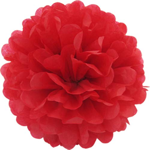 Creativery 1 Papier Pompon 20cm (rot 250) // Pompom Bommel Papier Kugel Seidenpapier Pompon Blumen Deko Hängedeko Raumdeko von Creativery