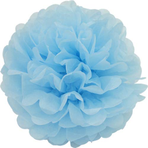 Creativery 1 Papier Pompon 25cm (hellblau 311) // Pompoms Bommel Papier Kugel Seidenpapier Pom Pom Deko Hängedeko Raumdeko Blumen von Creativery