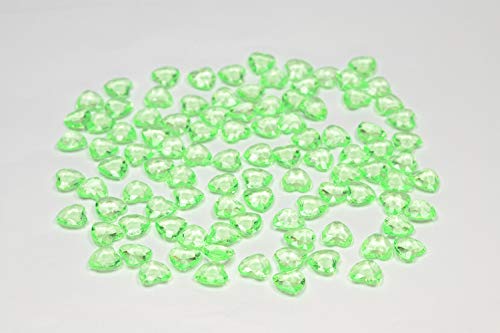 100 Dekosteine HERZEN 1,2 cm // Streudeko Tischdeko Kunststoffherzen Steine PVC Acryl, Farbe:hell grün 556 von Creativery