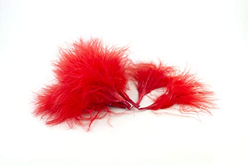 20 Marabu Flaum Federn ca. 7-10cm (rot 250) // Marabou Marabufedern Bastelfedern Dekofedern Flaumfedern von Creativery