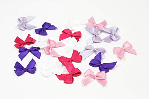 20 Stück Satinschleifen 2,5x3cm (MIX-RL/lila flieder fuchsia weiß) // Deko Schleifen für Hochzeit Taufe Kommunion Applikation Streudeko einfarbig von Creativery