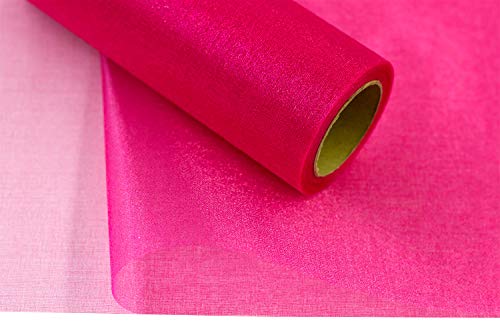 Creativery 9m Rolle Organza 36cm Snow (Fuchsia/pink 187) // Tischläufer Deko Stoff Band Hochzeit Tisch Schleifenband Floristik NEU von Creativery