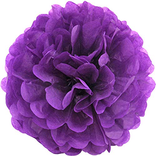 Creativery 1 Papier Pompon 25cm (lila/Purpur 465) // Pompoms Bommel Papier Kugel Seidenpapier Pom Pom Deko Hängedeko Raumdeko Blumen von Creativery