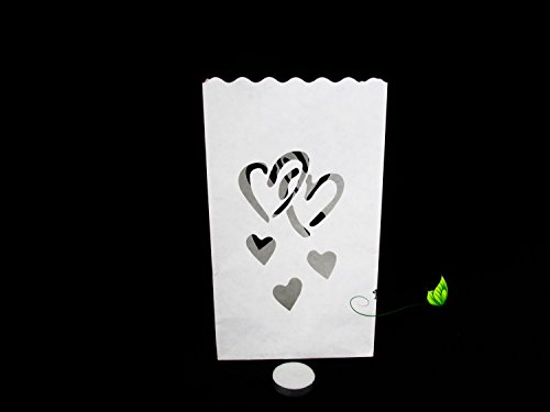 Creativery 10 Kerzentüten Candlebags Deko Laterne Windlicht Lichttüten Luminarias Papier (5 Herzen) von Creativery