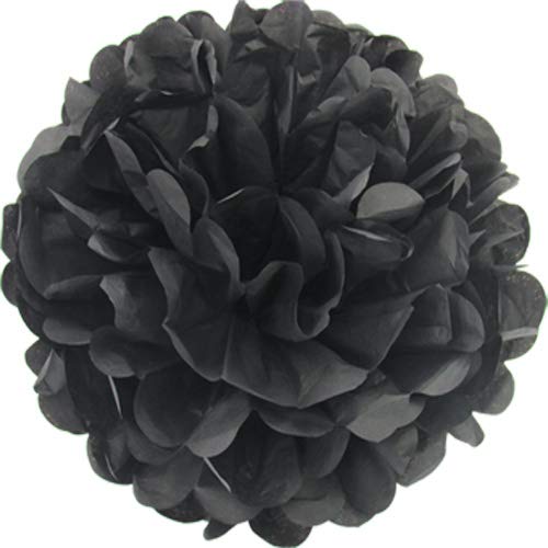 Creativery 10 Papier Pompons 12cm Set (schwarz 030) // Pompom Bommel Papier Kugel Seidenpapier Pompon Blumen Deko Hängedeko Raumdeko von Creativery