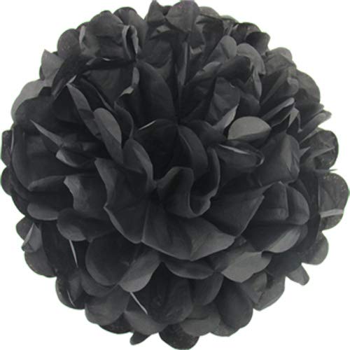 Creativery 10 Papier Pompons 25cm Set (schwarz 030) // Pompoms Bommel Kugel Seidenpapier Pom Pom Deko Hängedeko Raumdeko Blumen von Creativery