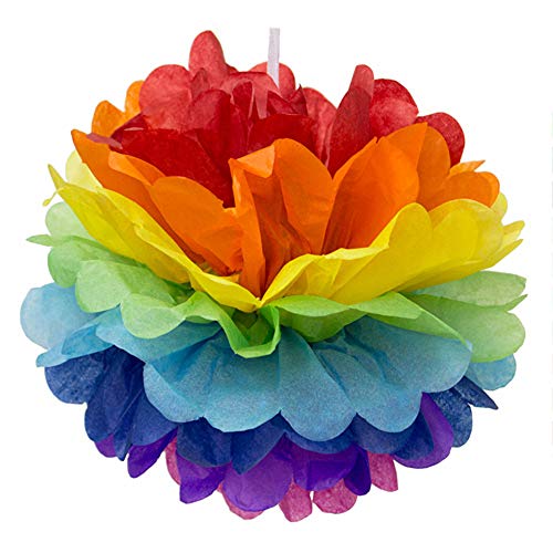 Creativery 10 Papier Pompons 35cm NEU (Regenbogen/Rainbow/bunt) // Pompoms Bommel Kugel Seidenpapier Pom Pom Deko Hängedeko Raumdeko Blumen Pompon von Creativery