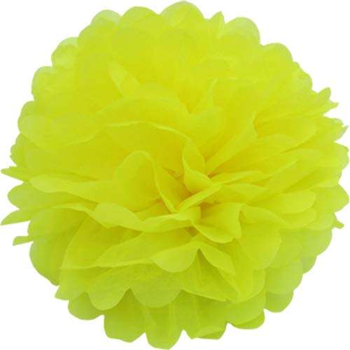 Creativery 10 Papier Pompons 35cm NEU (gelb 645) // Pompoms Bommel Kugel Seidenpapier Pom Pom Deko Hängedeko Raumdeko Blumen Pompon von Creativery