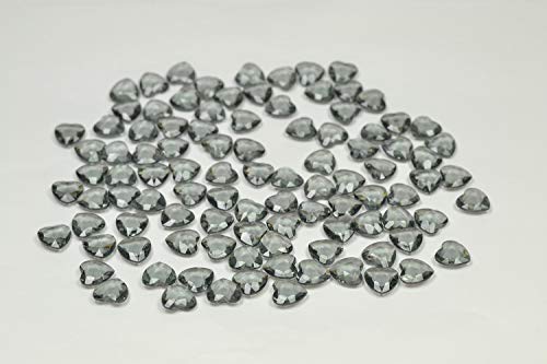 Creativery 100 Dekosteine Herzen 1,2 cm (grau - Silber 077) // Streudeko Tischdeko Kunststoffherzen Steine PVC Acryl 12mm von Creativery