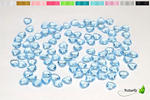 Creativery 100 Dekosteine Herzen 1,2 cm (hell blau 311) // Streudeko Tischdeko Kunststoffherzen Steine PVC Acryl 12mm von Creativery