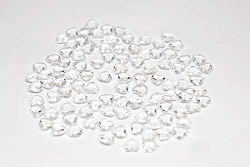 Creativery 100 Dekosteine Herzen 1,2 cm (klar/transparent) // Streudeko Tischdeko Kunststoffherzen Steine PVC Acryl 12mm von Creativery