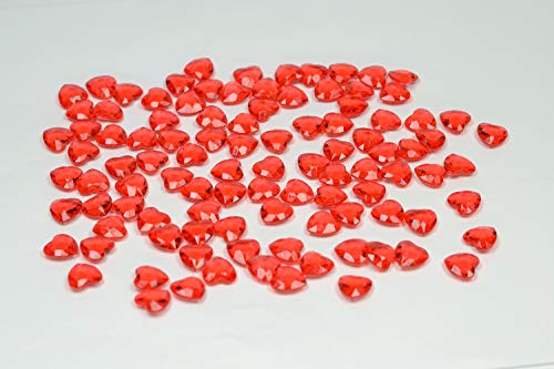 Creativery 100 Dekosteine Herzen 1,2 cm (rot 250) // Streudeko Tischdeko Kunststoffherzen Steine PVC Acryl 12mm von Creativery