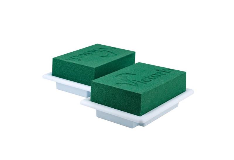 Creativery Bastelmoos, Nass Steckschaum Ziegel 11x7x5cm mit Schale 2er Set Weiß von Creativery