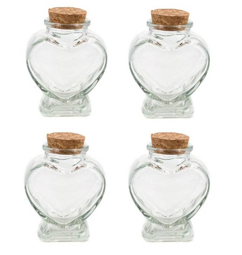 Creativery Deko-Glas, Glasflaschen mit Korken Herz Form 8cm klar transparent 70ml, 4er Set Creativery Deko-Glas, Glasflaschen mit Korken Herz Form 8cm klar transparent 70ml, 4er Set von Creativery