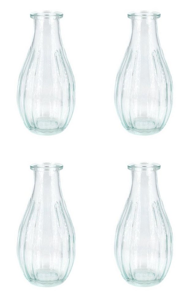 Creativery Dekovase, Vasen Glas gerillt 14cm klar transparent 240ml, 4er Set von Creativery