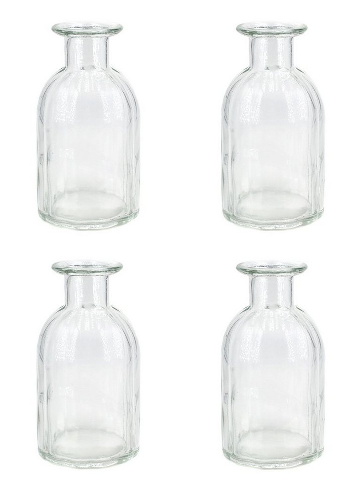 Creativery Dekovase, Vasen Glas gerillt 14cm klar transparent 250ml 4er Set von Creativery