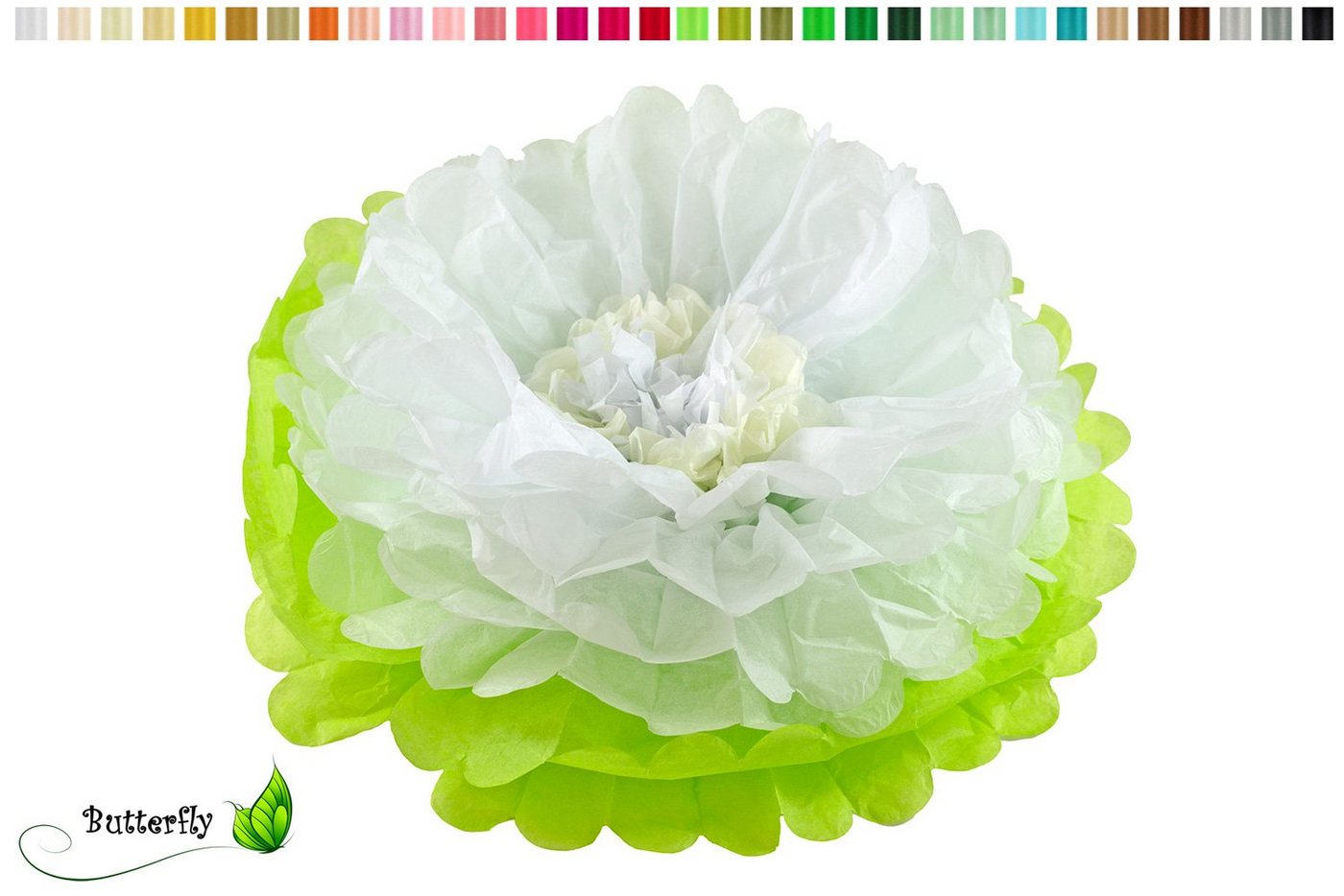 Creativery Papierblumen, 1 Papier PomPon Blume 35cm 2-farbig von Creativery