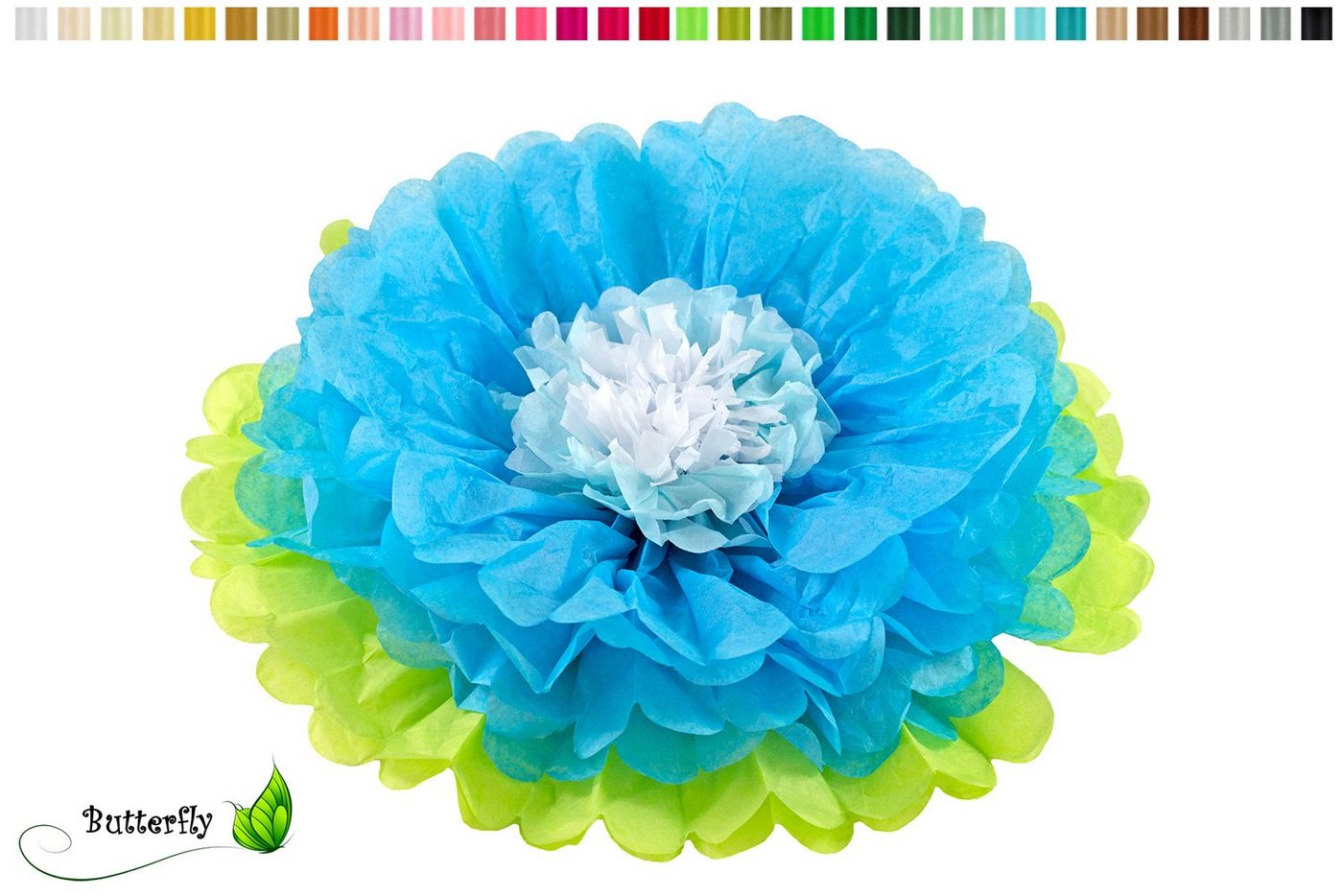 Creativery Papierblumen, 1 Papier PomPon Blume 35cm 2-farbig von Creativery