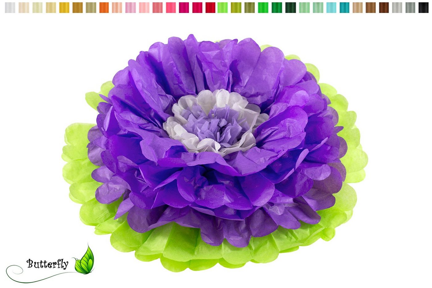 Creativery Papierblumen, 1 Papier PomPon Blume 35cm 2-farbig von Creativery