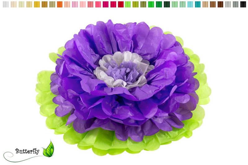 Creativery Papierblumen, 1 Papier PomPon Blume 35cm 2-farbig von Creativery
