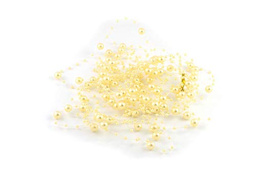 Creativery Perlengirlande 5St. x 1,3m Perlenband Perlenkette Tischdeko Perlenschnur Farbauswahl: Creme/hellcreme 820 von Creativery