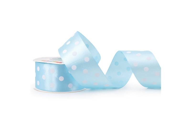 Creativery Satinband, Satinband mit Punkten 38mm x 25m Rolle Hellblau von Creativery