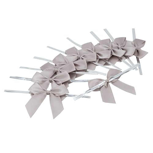 Creativery Satinschleifen 5cm 10 Stück - Farbauswahl - farbecht & waschbar - Schleifen mit entfernbarem Draht - Fertige Geschenkschleifen zum Dekorieren Basteln Aufnähen Kleben - Taupe von Creativery