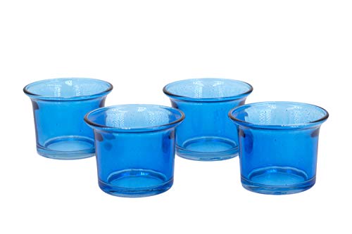 Creativery Teelichtgläser 63x45 mm Set 4 Stück Teelichthalter Glas mit geschwungenem Rand Tulpenform Farbauswahl: blau 352 / königsblau/Royalblau von Creativery