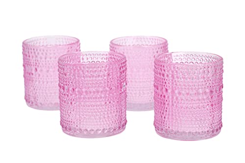Creativery Teelichtgläser 7x8 cm 4 Stück Teelichthalter Glas Farbauswahl: rosa 148 von Creativery