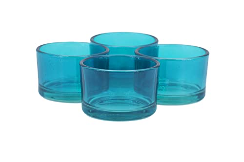 Creativery Teelichtgläser klein 51x33 mm Set 4 Stück Teelichthalter Glas Farbauswahl: dunkel türkis 340D von Creativery