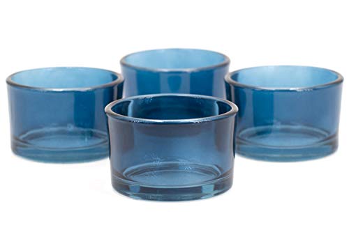 Creativery Teelichtgläser klein 51x33 mm Set 4 Stück Teelichthalter Glas Farbauswahl: dunkelblau/Navy 370 von Creativery