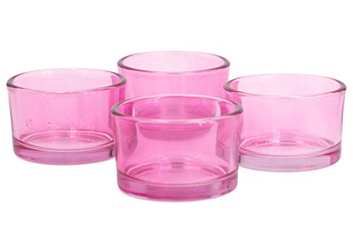 Creativery Teelichtgläser klein 51x33 mm Set 4 Stück Teelichthalter Glas Farbauswahl: rosa 148 von Creativery
