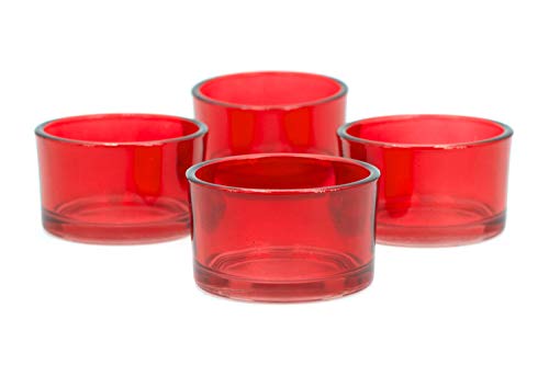 Creativery Teelichtgläser klein 51x33 mm Set 4 Stück Teelichthalter Glas Farbauswahl: rot 250 von Creativery